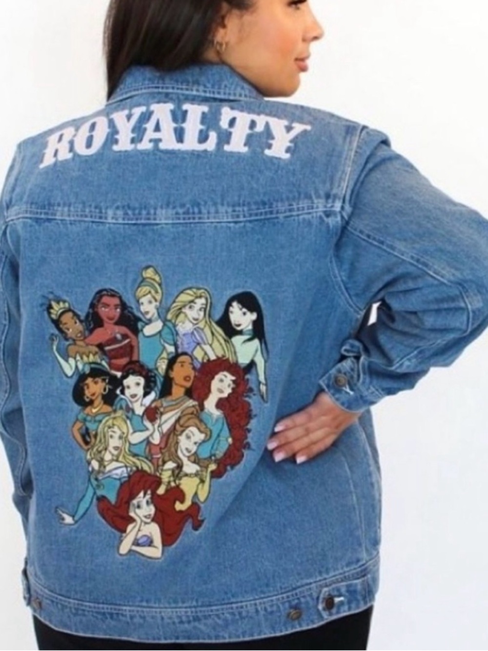 Blue Denim Jacket with 'Royalty' Back Graphic